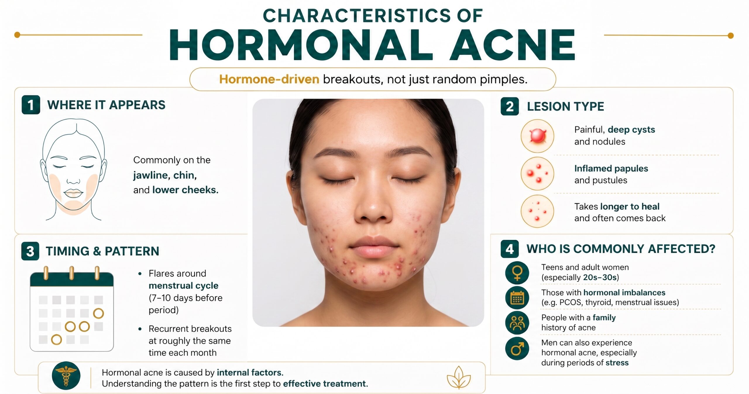 Jerawat hormon (hormonal acne) di bahagian dagu dan rahang — Loh & Celine Skin Specialist Clinic, Alor Setar, Kedah